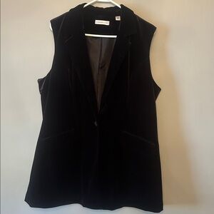 Coldwater Creek Velour Vest, Black, Size 18W